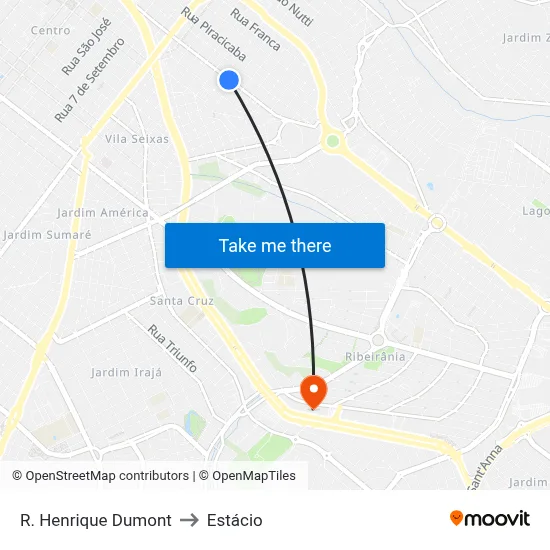 R. Henrique Dumont to Estácio map