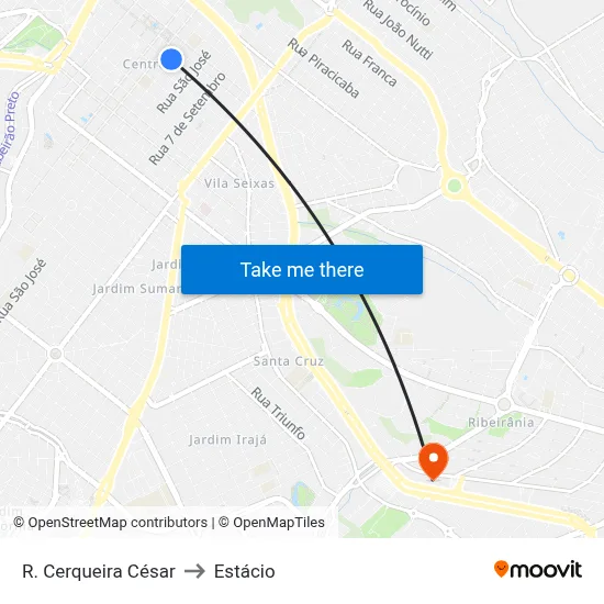 R. Cerqueira César to Estácio map