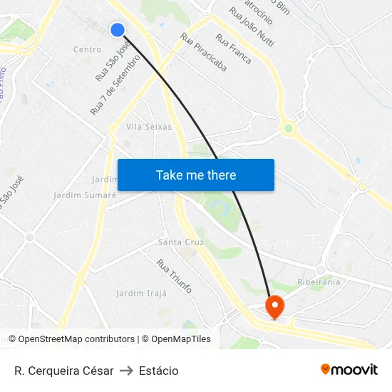 R. Cerqueira César to Estácio map