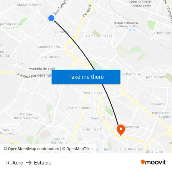 R. Acre to Estácio map