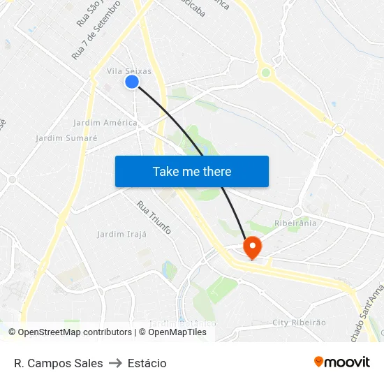 R. Campos Sales to Estácio map