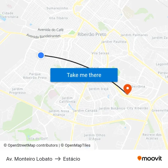 Av. Monteiro Lobato to Estácio map