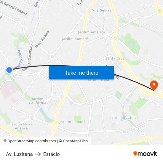 Av. Luzitana to Estácio map