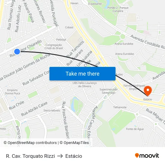 R. Cav. Torquato Rizzi to Estácio map