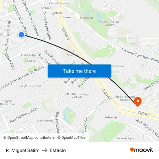 R. Miguel Salim to Estácio map