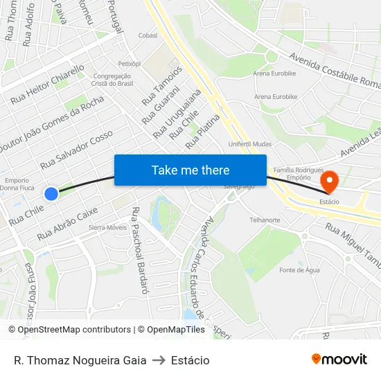 R. Thomaz Nogueira Gaia to Estácio map