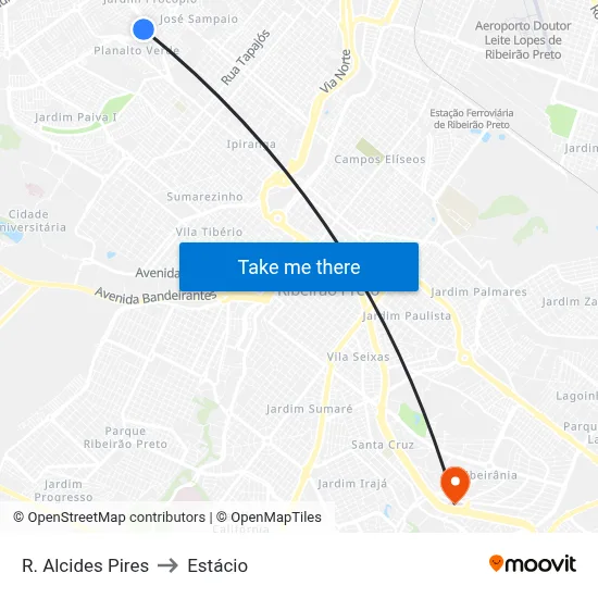 R. Alcides Pires to Estácio map