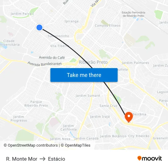 R. Monte Mor to Estácio map