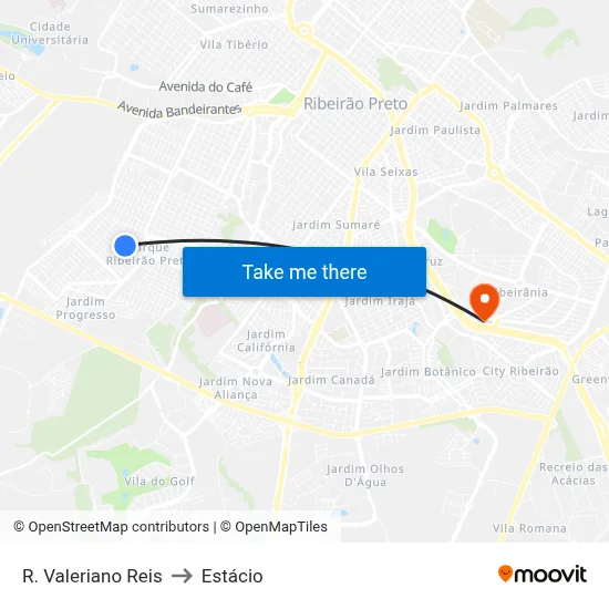R. Valeriano Reis to Estácio map