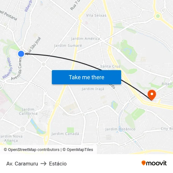 Av. Caramuru to Estácio map