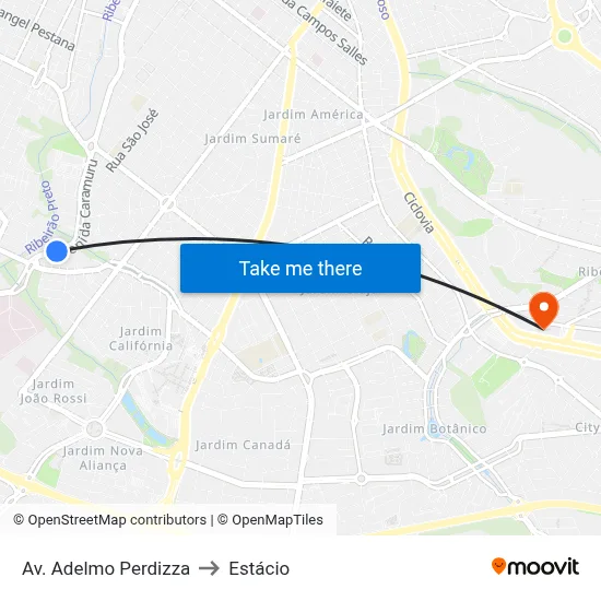 Av. Adelmo Perdizza to Estácio map