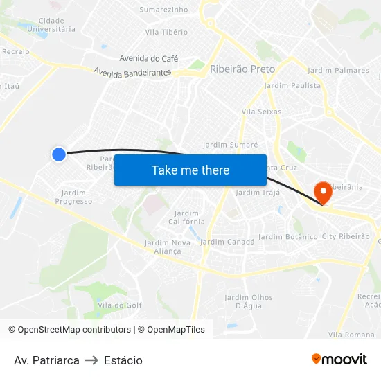 Av. Patriarca to Estácio map