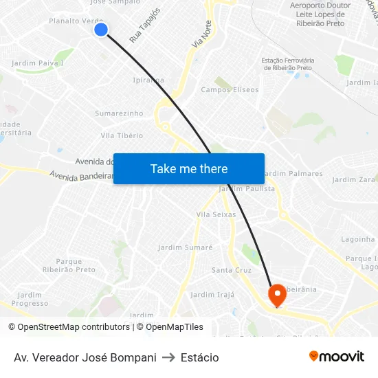 Av. Vereador José Bompani to Estácio map