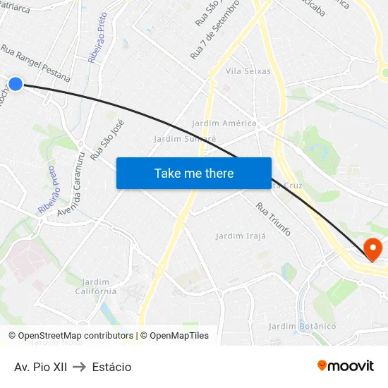 Av. Pio XII to Estácio map