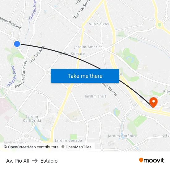 Av. Pio XII to Estácio map