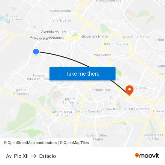Av. Pio XII to Estácio map