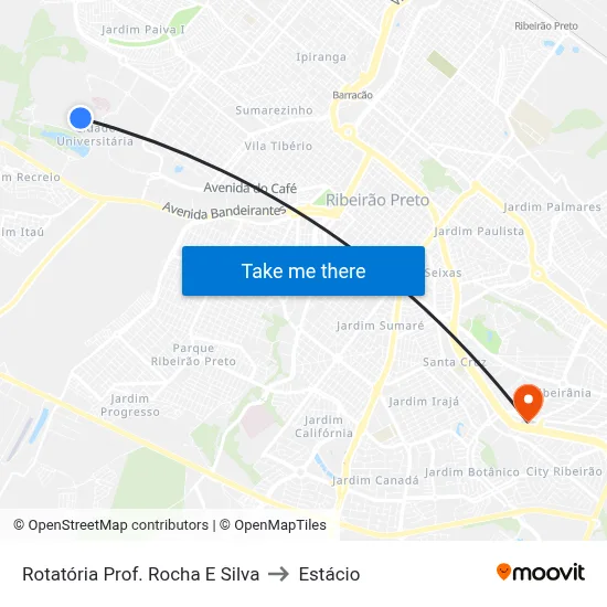 Rotatória Prof. Rocha E Silva to Estácio map
