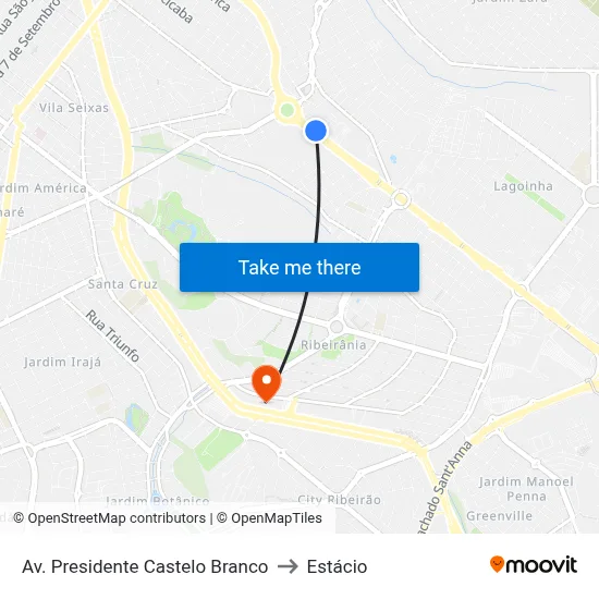 Av. Presidente Castelo Branco to Estácio map