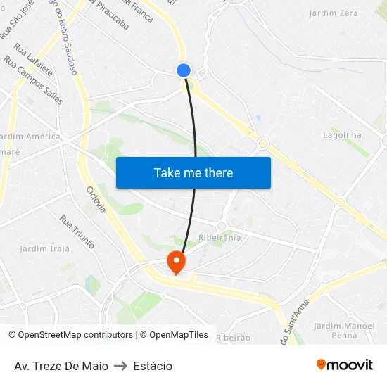 Av. Treze De Maio to Estácio map