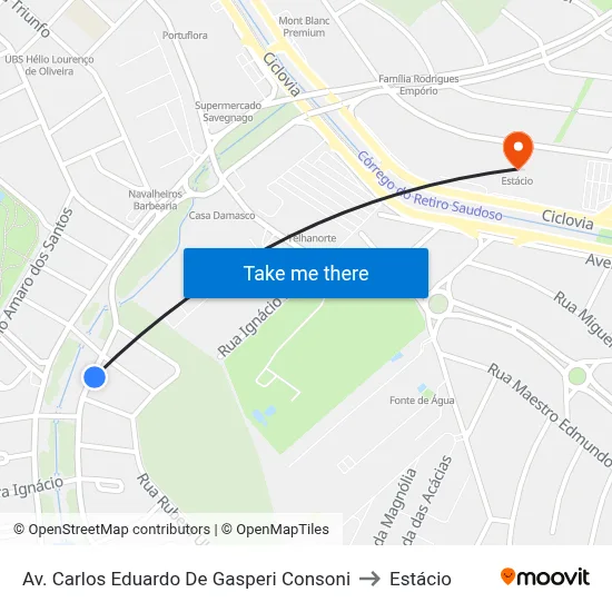 Av. Carlos Eduardo De Gasperi Consoni to Estácio map