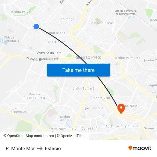 R. Monte Mor to Estácio map