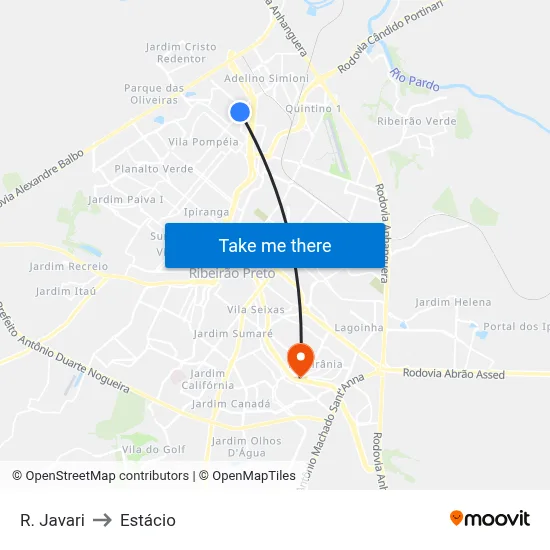R. Javari to Estácio map