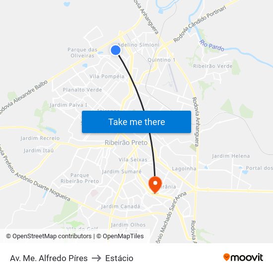 Av. Me. Alfredo Píres to Estácio map