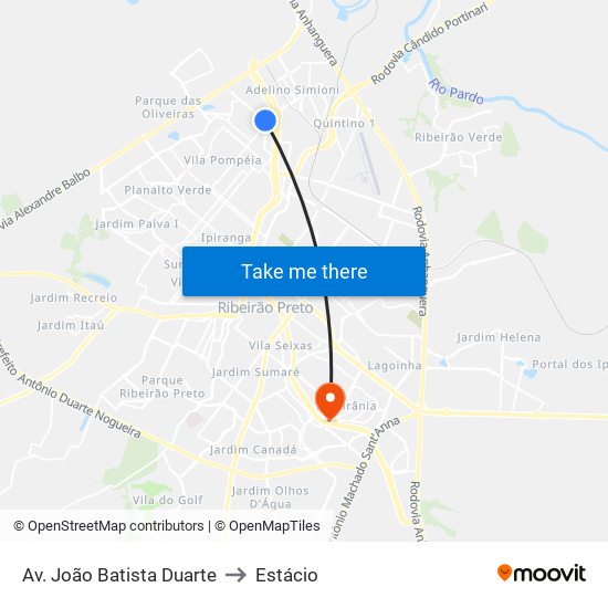 Av. João Batista Duarte to Estácio map