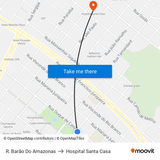 R. Barão Do Amazonas to Hospital Santa Casa map