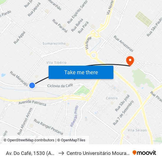 Av. Do Café, 1530 (Ao Lado) to Centro Universitário Moura Lacerda map