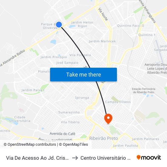 Via De Acesso Ao Jd. Cristo Redentor, S/N to Centro Universitário Moura Lacerda map