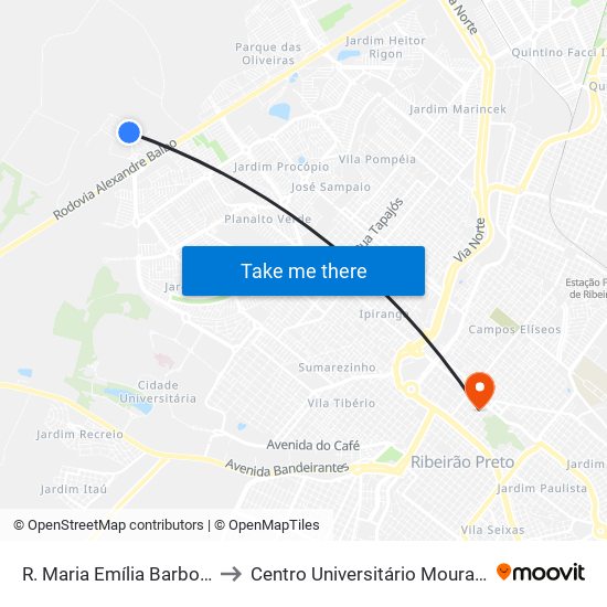 R. Maria Emília Barbone, S/N to Centro Universitário Moura Lacerda map