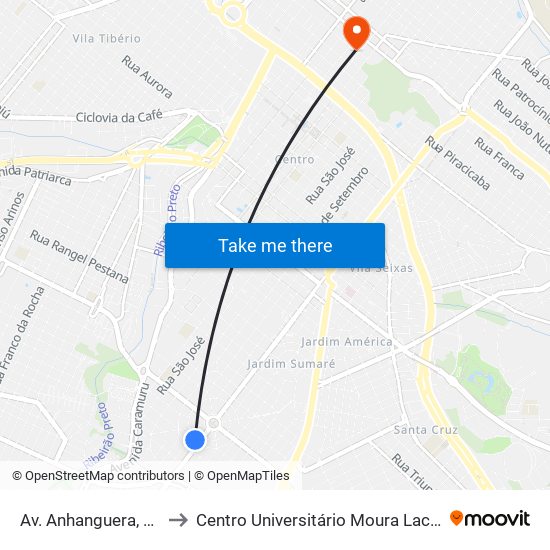 Av. Anhanguera, 626 to Centro Universitário Moura Lacerda map