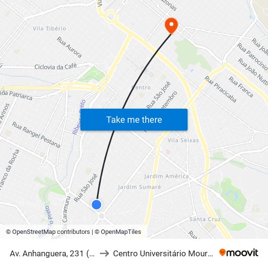 Av. Anhanguera, 231 (Oposto) to Centro Universitário Moura Lacerda map