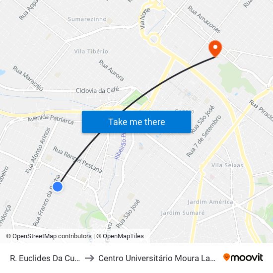 R. Euclides Da Cunha to Centro Universitário Moura Lacerda map