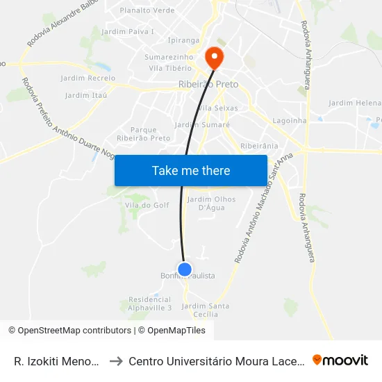 R. Izokiti Menoara to Centro Universitário Moura Lacerda map