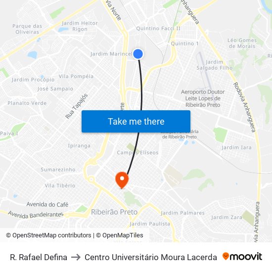 R. Rafael Defina to Centro Universitário Moura Lacerda map