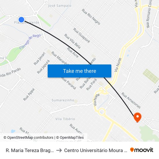 R. Maria Tereza Braga Cerri to Centro Universitário Moura Lacerda map