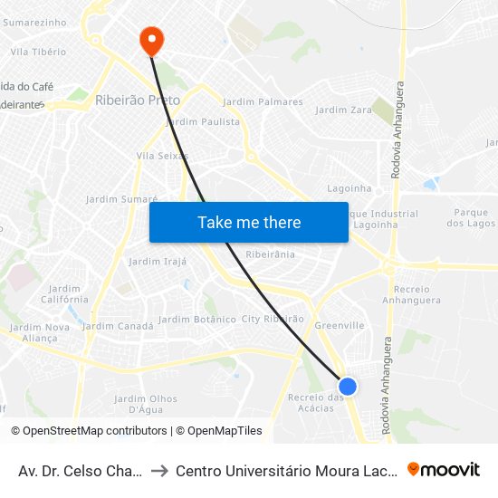 Av.  Dr. Celso Charuri to Centro Universitário Moura Lacerda map