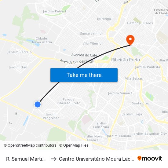 R. Samuel Martinelli to Centro Universitário Moura Lacerda map