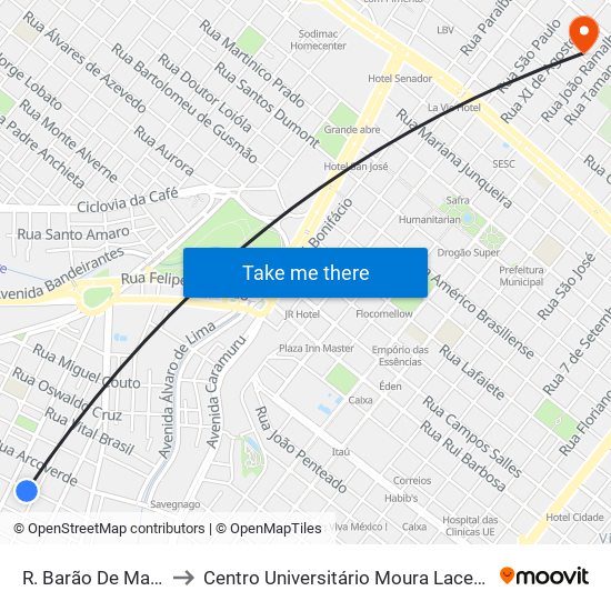 R. Barão De Mauá to Centro Universitário Moura Lacerda map