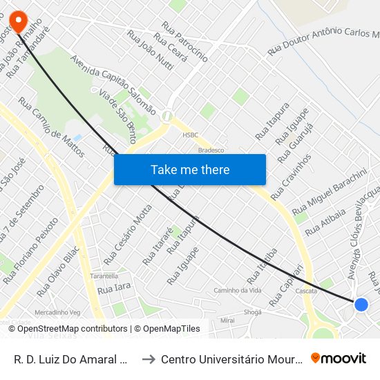 R. D. Luiz Do Amaral Mousinho to Centro Universitário Moura Lacerda map