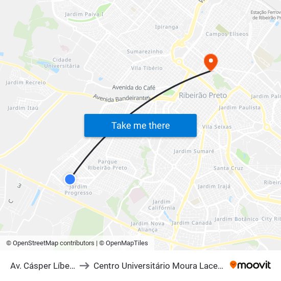 Av. Cásper Líbero to Centro Universitário Moura Lacerda map
