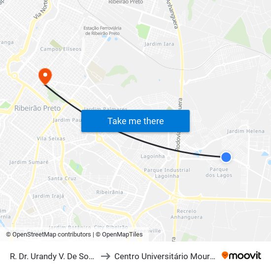 R. Dr. Urandy V. De Souza Leite to Centro Universitário Moura Lacerda map
