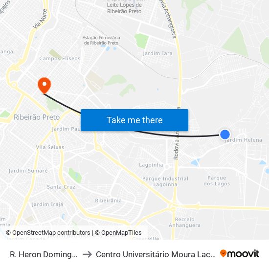 R. Heron Domingues to Centro Universitário Moura Lacerda map