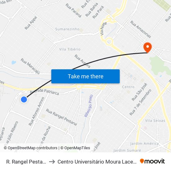 R. Rangel Pestana to Centro Universitário Moura Lacerda map