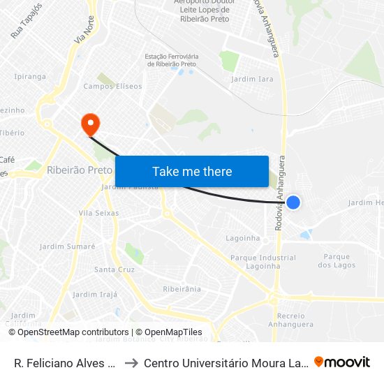 R. Feliciano Alves Faria to Centro Universitário Moura Lacerda map