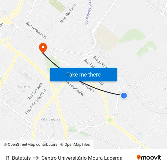R.  Batatais to Centro Universitário Moura Lacerda map