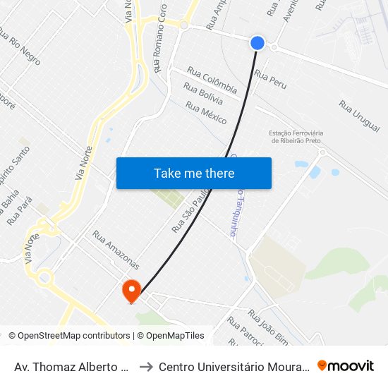 Av. Thomaz Alberto Whately to Centro Universitário Moura Lacerda map