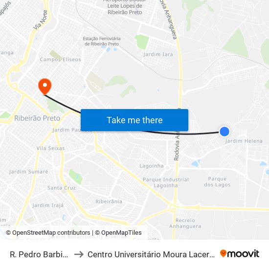 R. Pedro Barbieri to Centro Universitário Moura Lacerda map